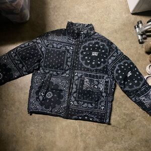 Men's Black Patterned Puffer Jacket